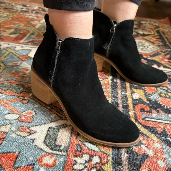 Black Suede Dolce Vita Ankle Boots - Picture 2 of 6